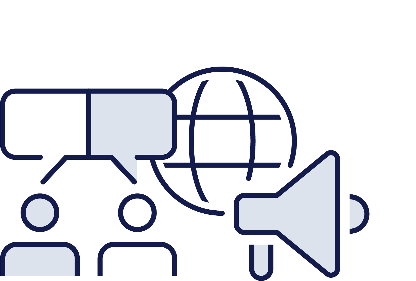 Corporate communications and media relations icon
